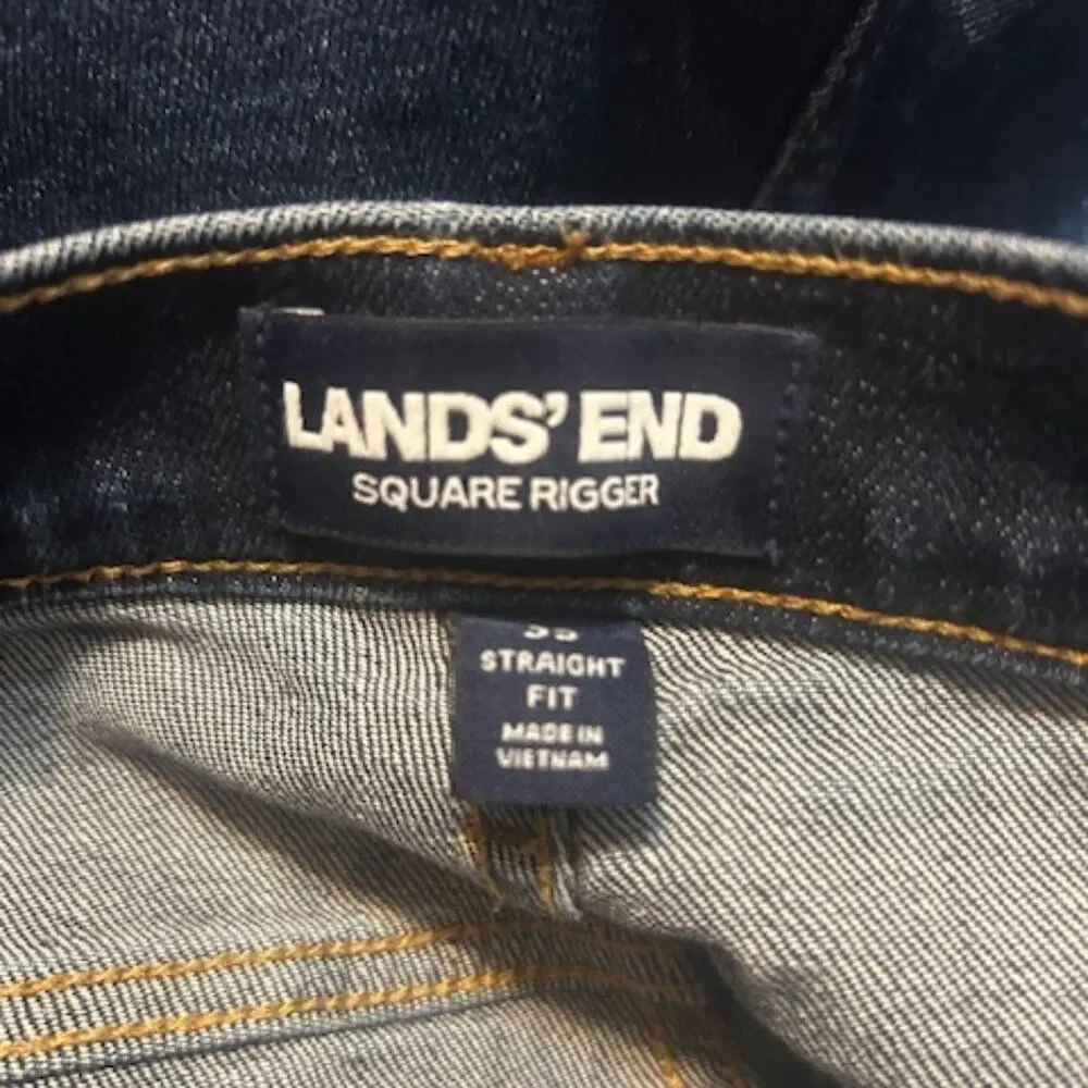 Lands' End Square Rigger 5 pocket straight denim jeans, size 35